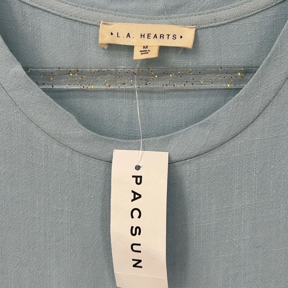 LA Hearts PacSun Womens Light Blue Ruffle Baby Doll Mini Dress Size M New - Picture 3 of 6